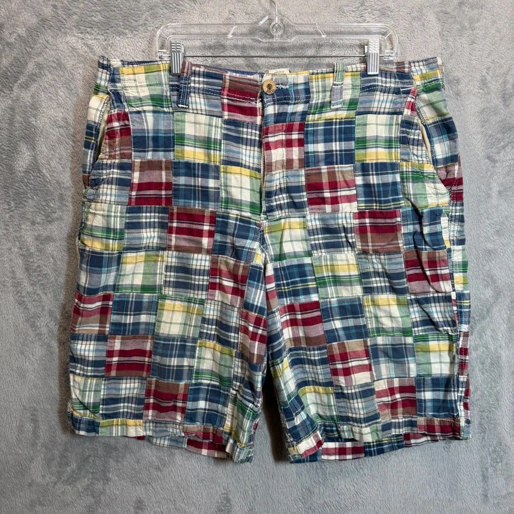 Aeropostale Mens Plaid Patchwork Shorts Size 36 Casual Colorful